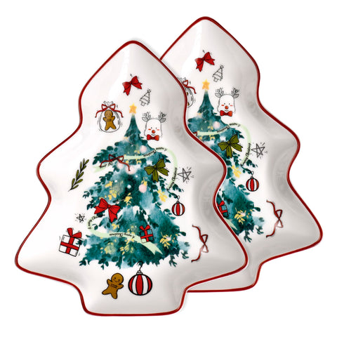fMSDD plato árbol navidad cerámica 6 pulgadas para snacks festivos