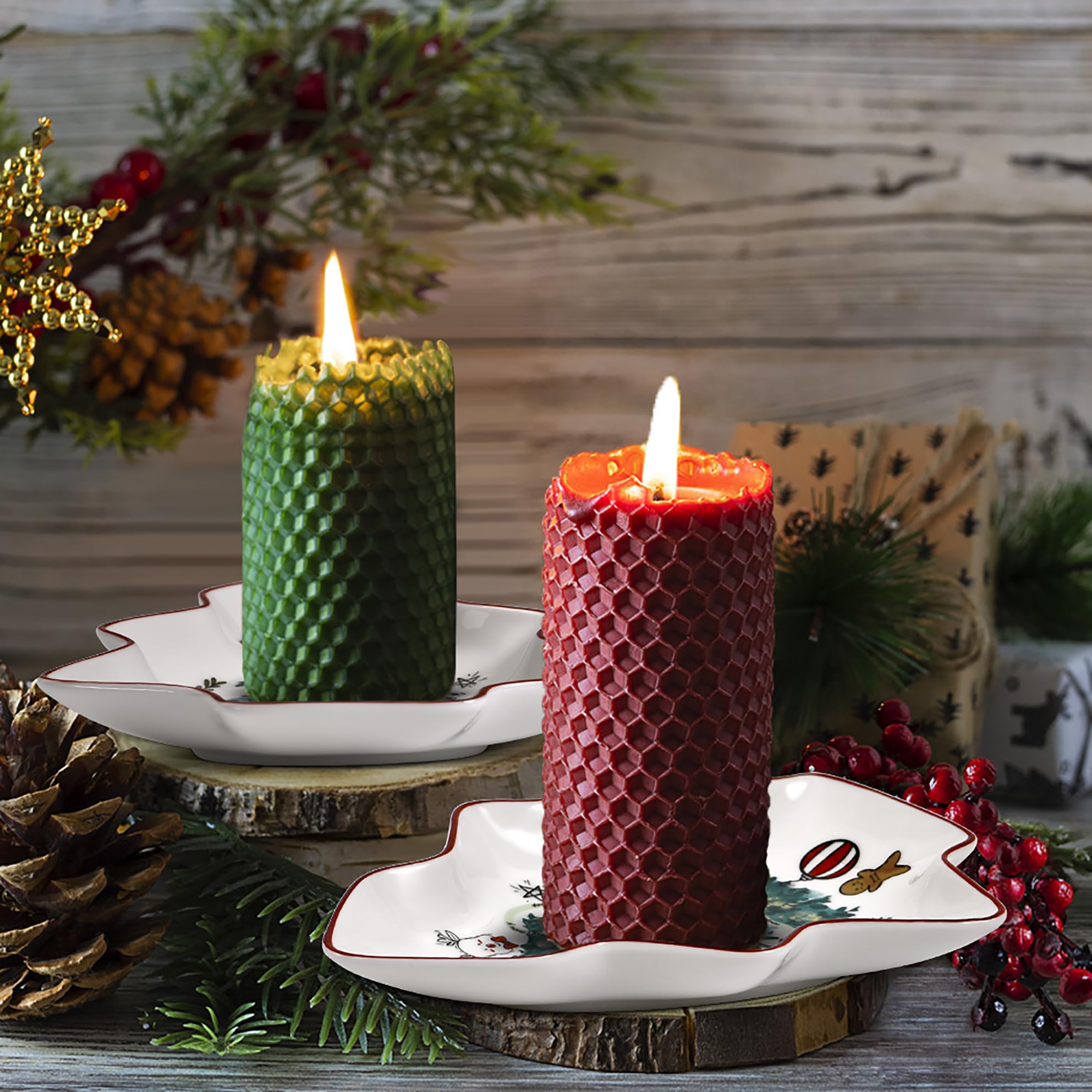 fMSDD regalo navidad plato árbol cerámica verde