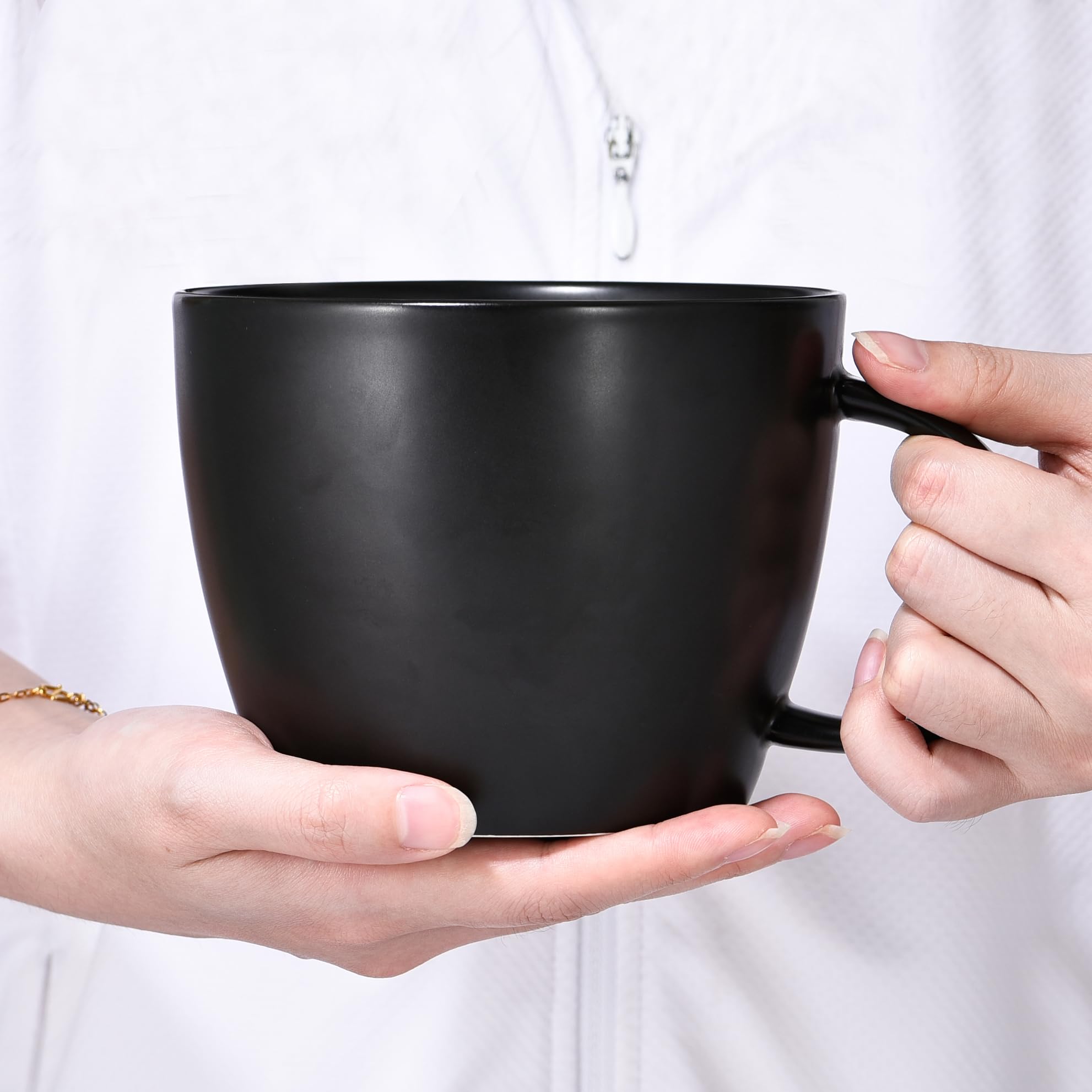Taza fMSDD grande negra mate para café diario y sabor más suave