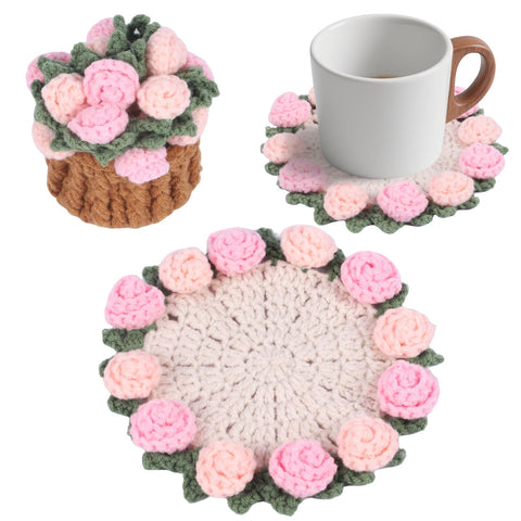 Fnaobai posavasos de ganchillo con flor grande protege superficies.