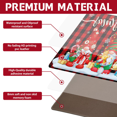 Alfombrilla FNLNDO antifatiga con motivos de cuadros rojos, reduce cansancio al estar de pie.