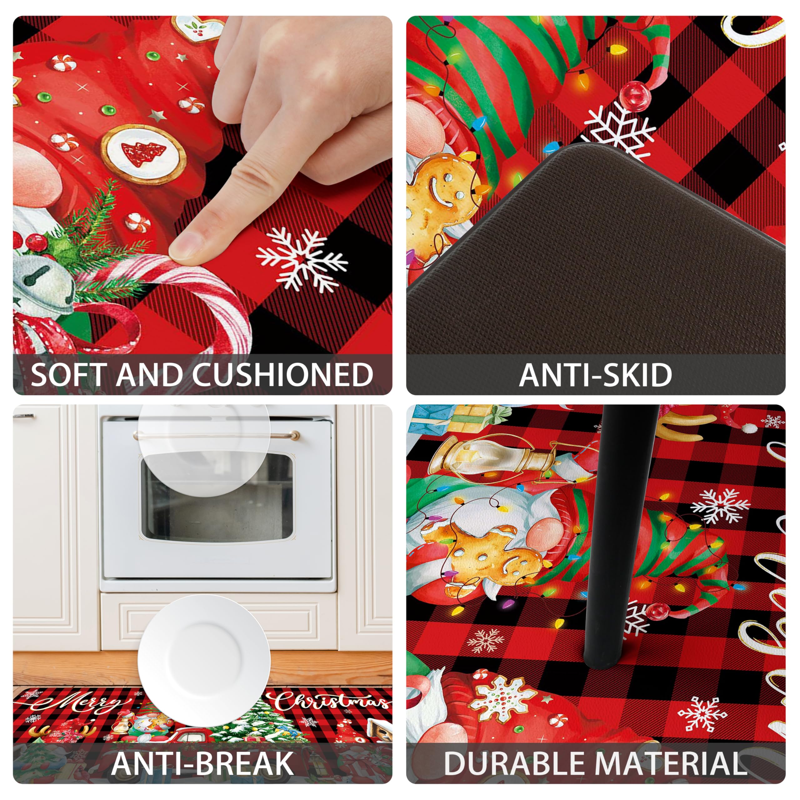 Estera FNLNDO con cuadros rojos y negros, aporta estilo navideño y tracción estable.