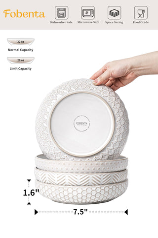FOBENTA cuencos cerámicos con relieve para ensaladas, textura atractiva