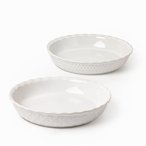 FOBENTA molde cerámico de tarta 9 pulgadas con relieve floral, ideal para hornear.