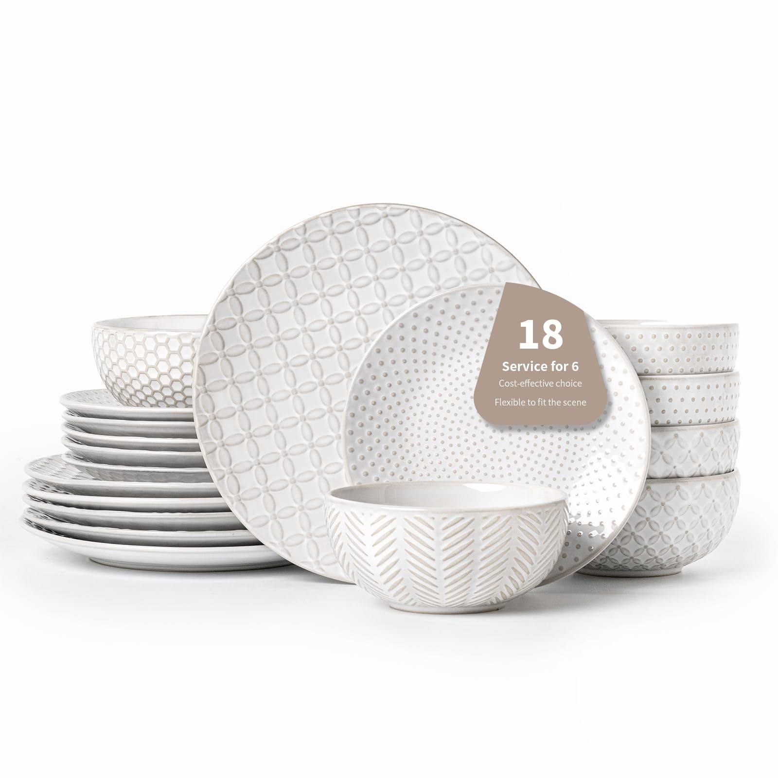 FOBENTA vajilla con relieve en platos de cena de 10 pulgadas, ideal para cenas grandes