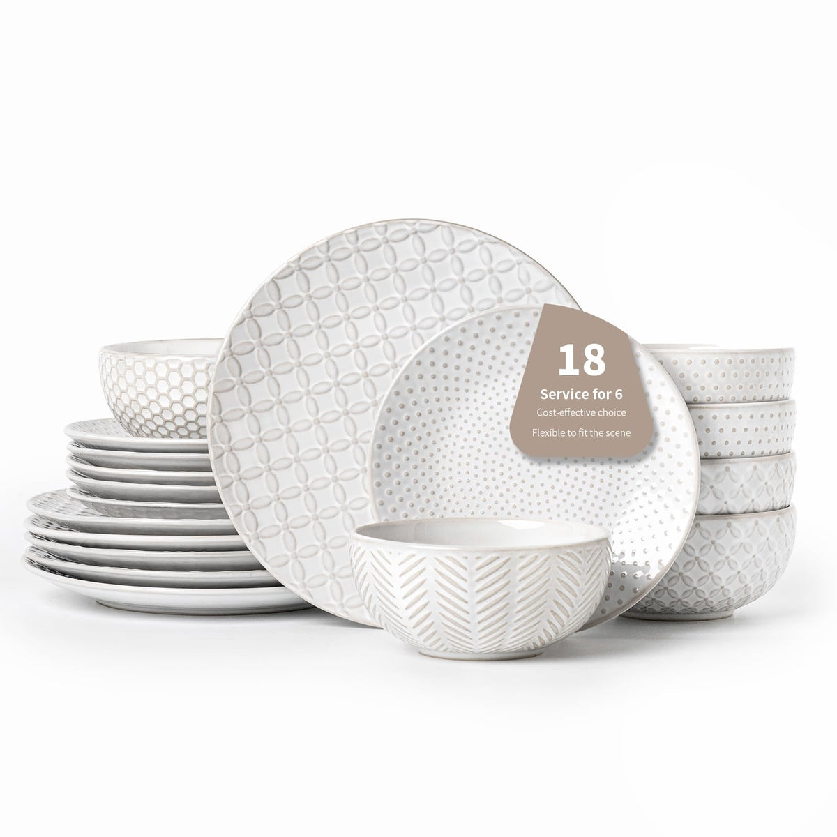 FOBENTA vajilla con relieve en platos de cena de 10 pulgadas, ideal para cenas grandes