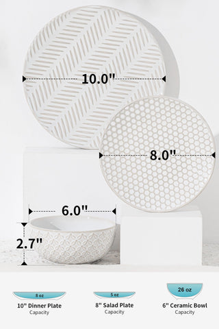 FOBENTA platos de ensalada de 8 pulgadas con relieve, prácticos para porciones frescas