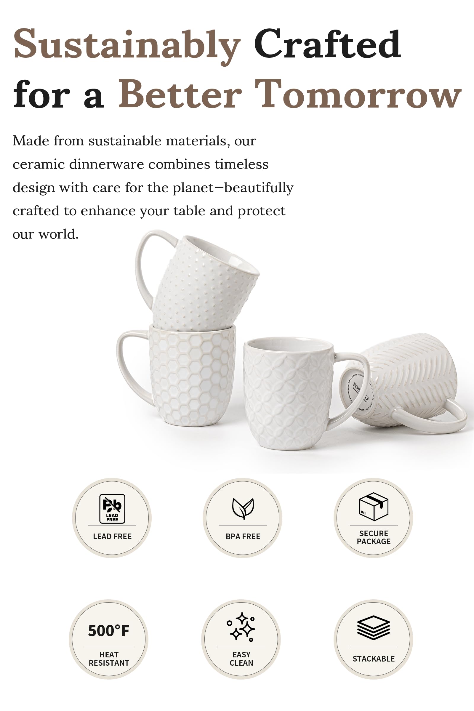 FOBENTA tazas apilables, ahorro de espacio sin perder estilo.