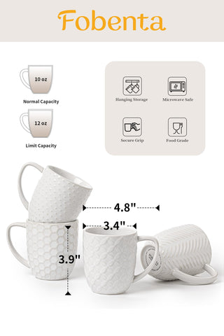 FOBENTA tazas con relieve a rayas, diseño versátil para café diario.