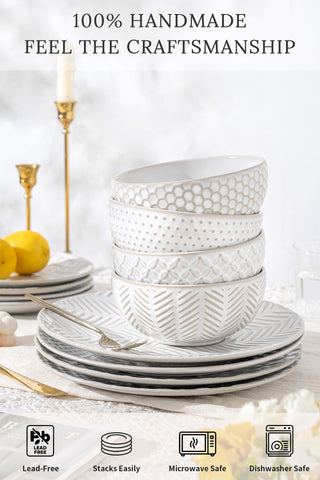 FOBENTA tazones de 26 onzas con relieve, perfectos para sopas y guisos