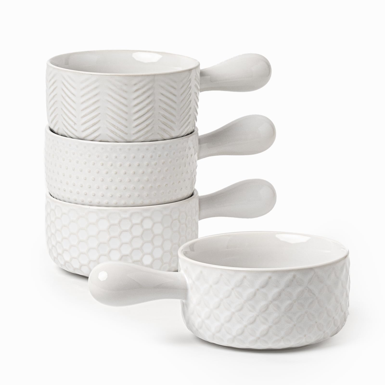 FOBENTA tazones de sopa cerámica con textura relieve para comidas caseras
