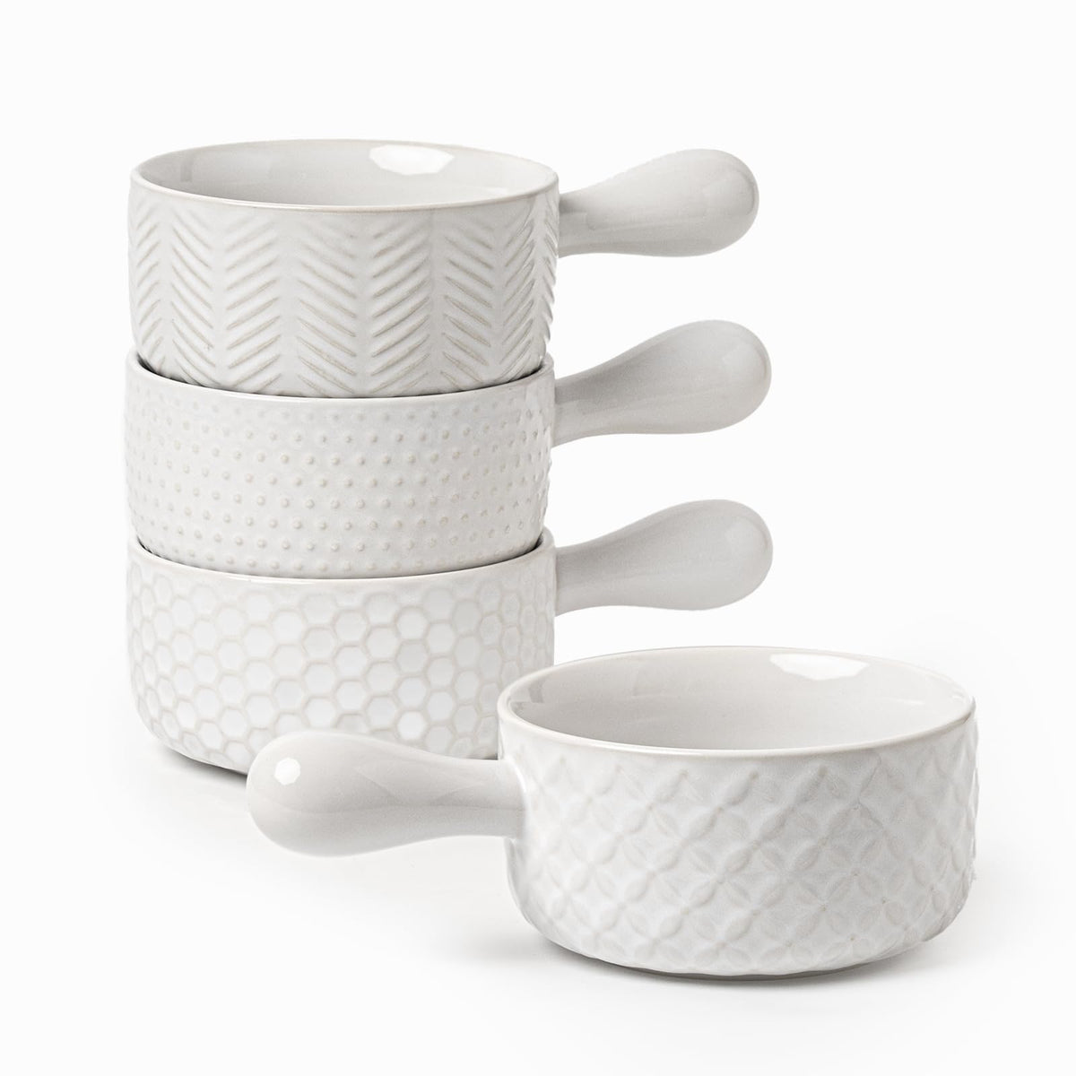 FOBENTA tazones de sopa cerámica con textura relieve para comidas caseras