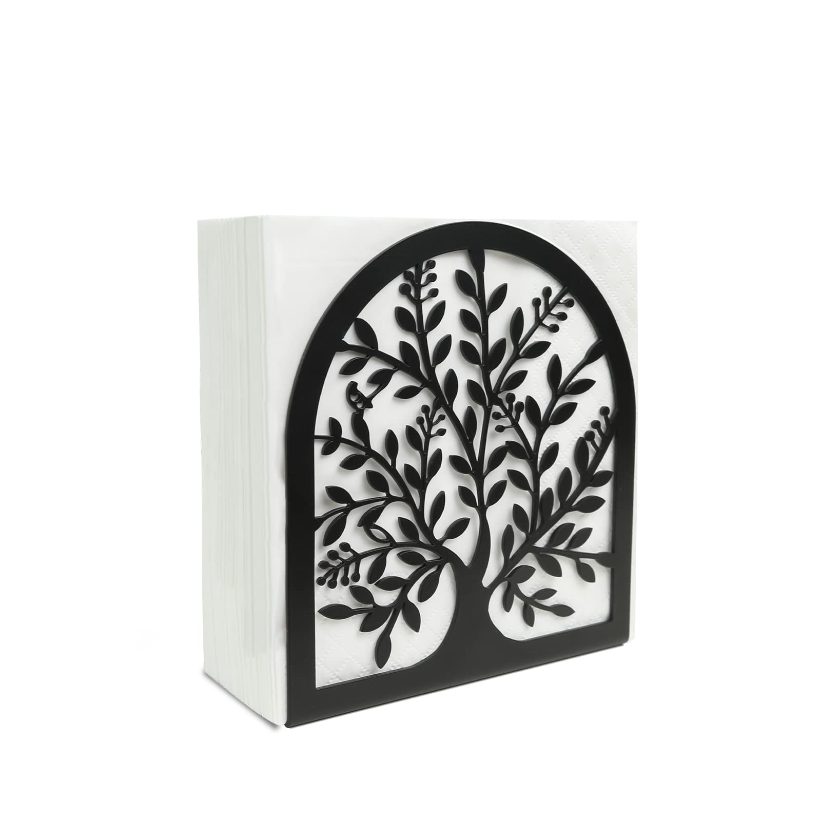 Fobule porta-servilletas vintage con árbol de la vida, ideal para mesa elegante y estable.