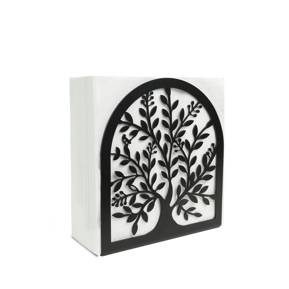 Fobule porta-servilletas vintage con árbol de la vida, ideal para mesa elegante y estable.