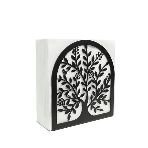 Fobule porta-servilletas vintage con árbol de la vida, ideal para mesa elegante y estable.