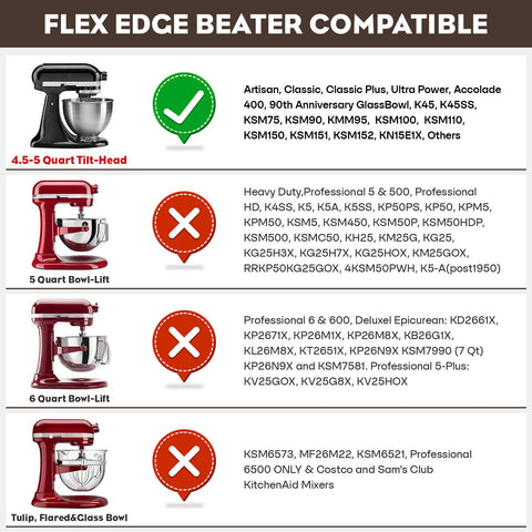 FOCOllK batidor de borde flexible para KitchenAid mejora la textura.