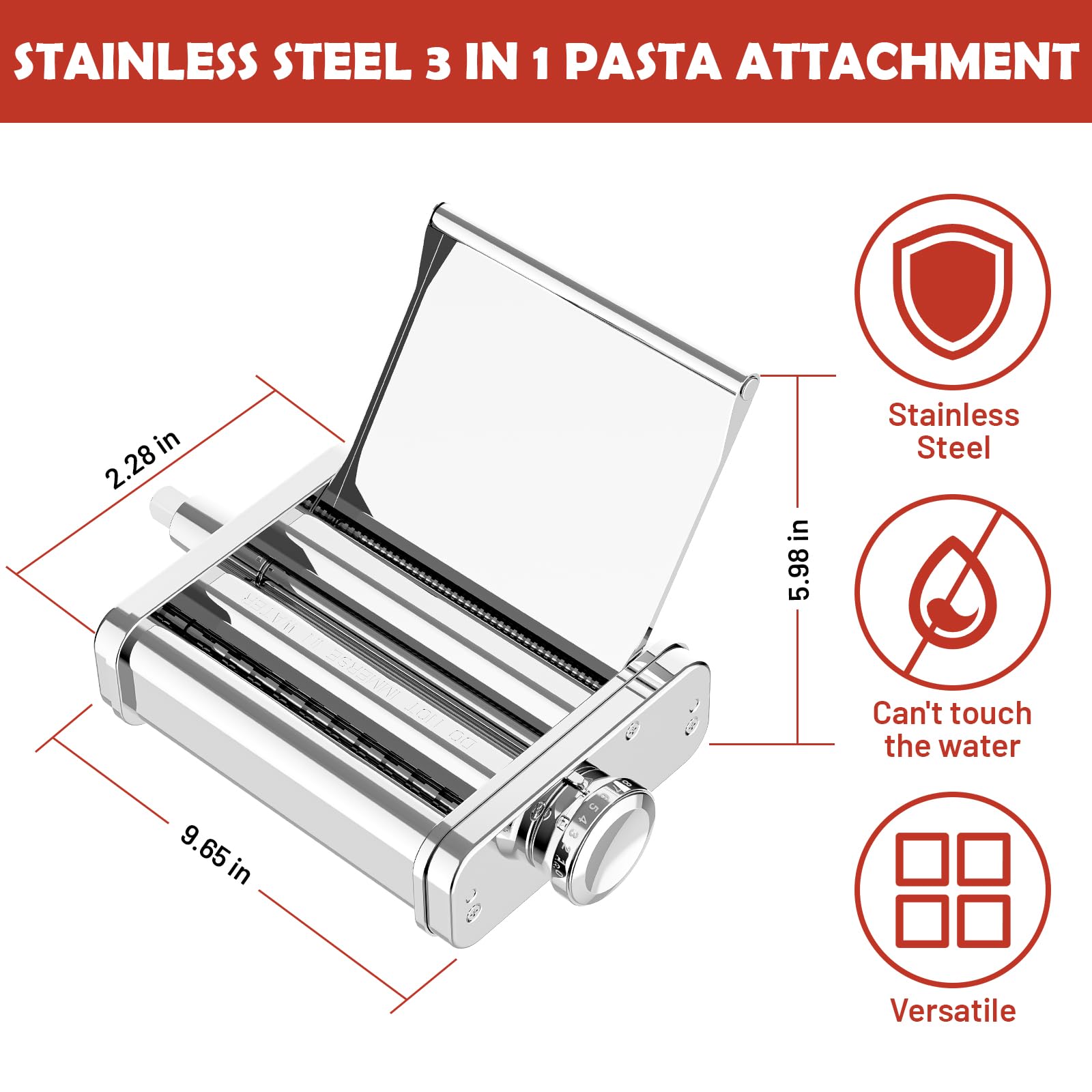 FOCOllK pasta 3 en 1 cortador de espagueti para KitchenAid, cortes firmes.