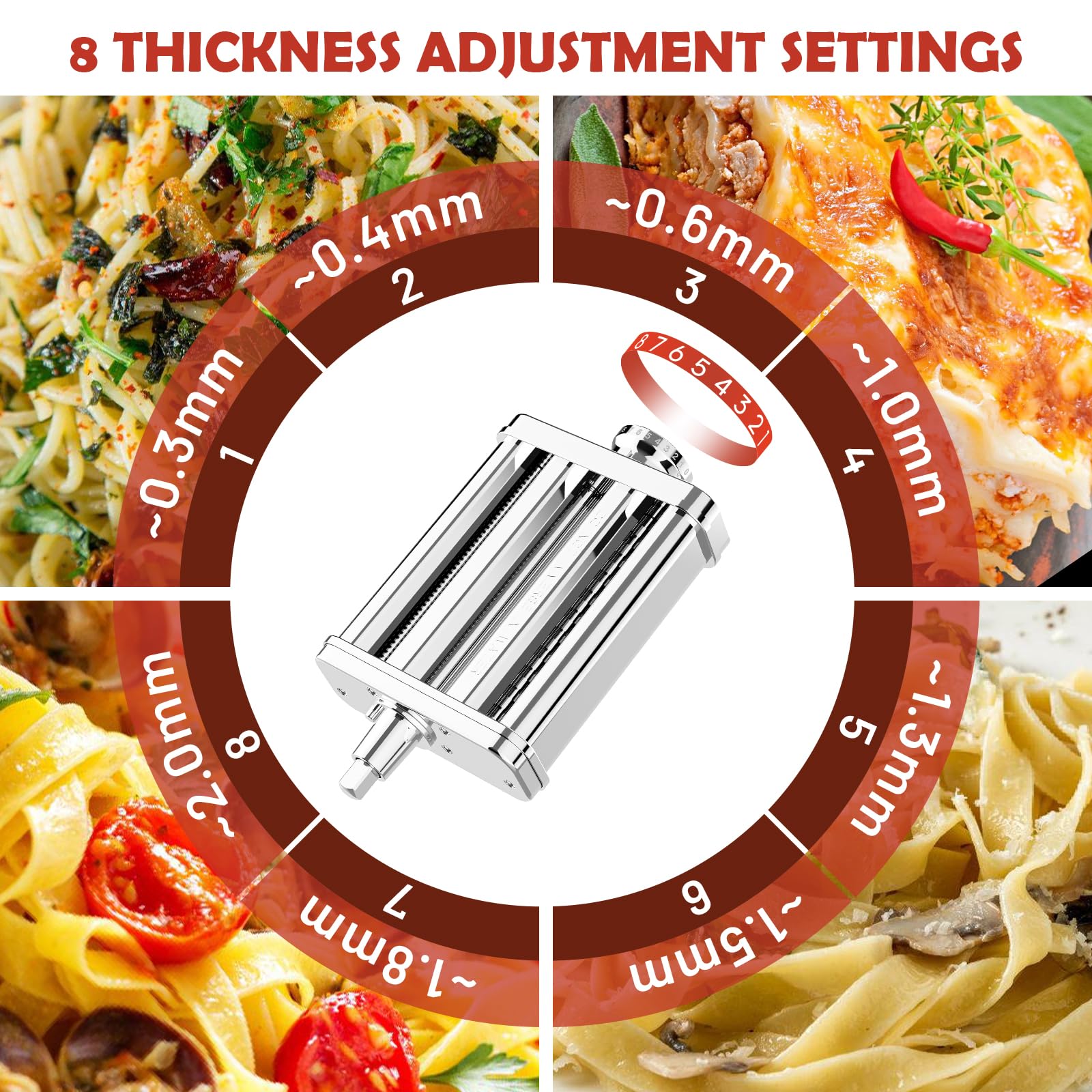 FOCOllK pasta 3 en 1 cortador de fettuccine para KitchenAid, cortes limpios.