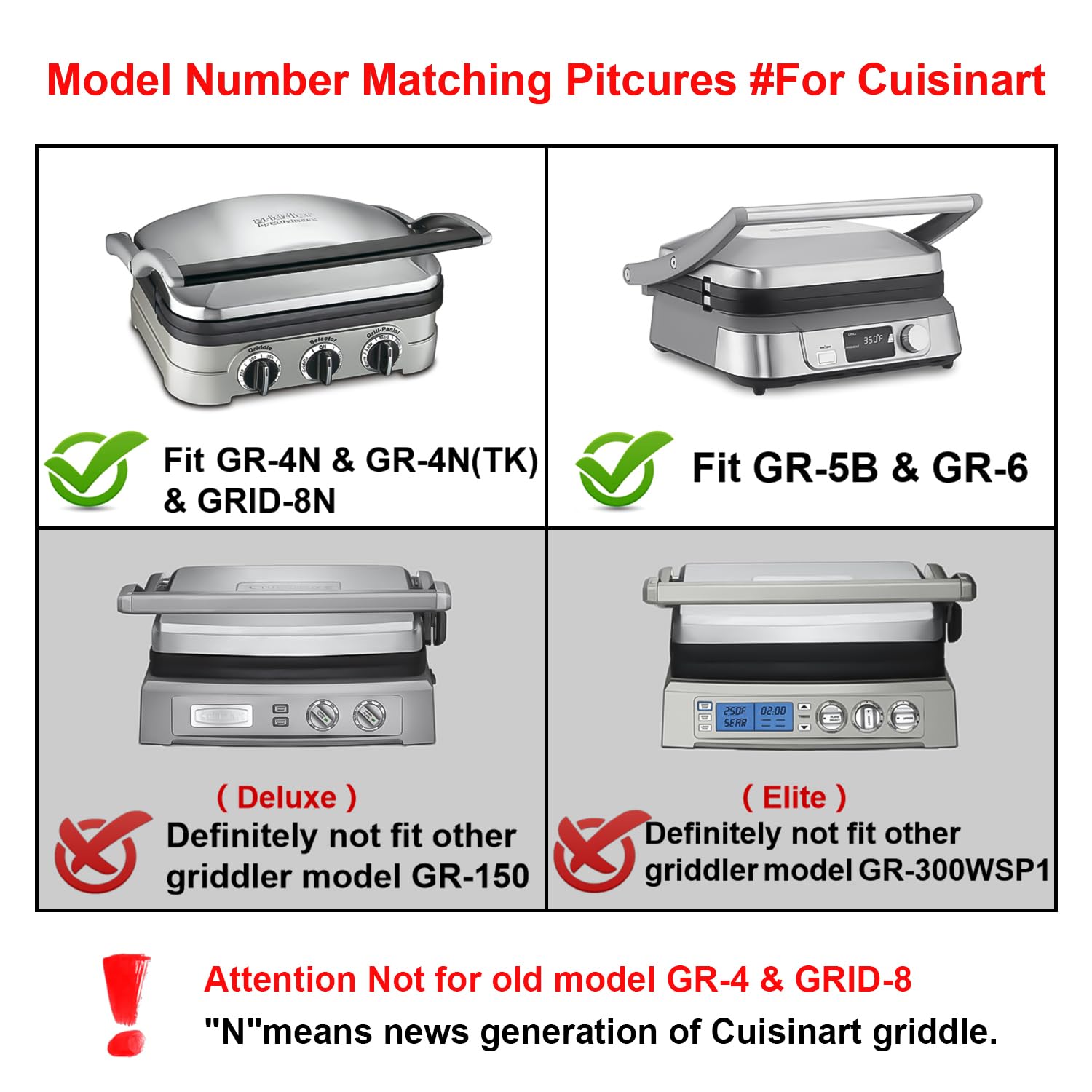 FOCOllK placas gofres compatibles Griddler GR-4N GR-5B GR-6 GRID-8N para resultados consistentes