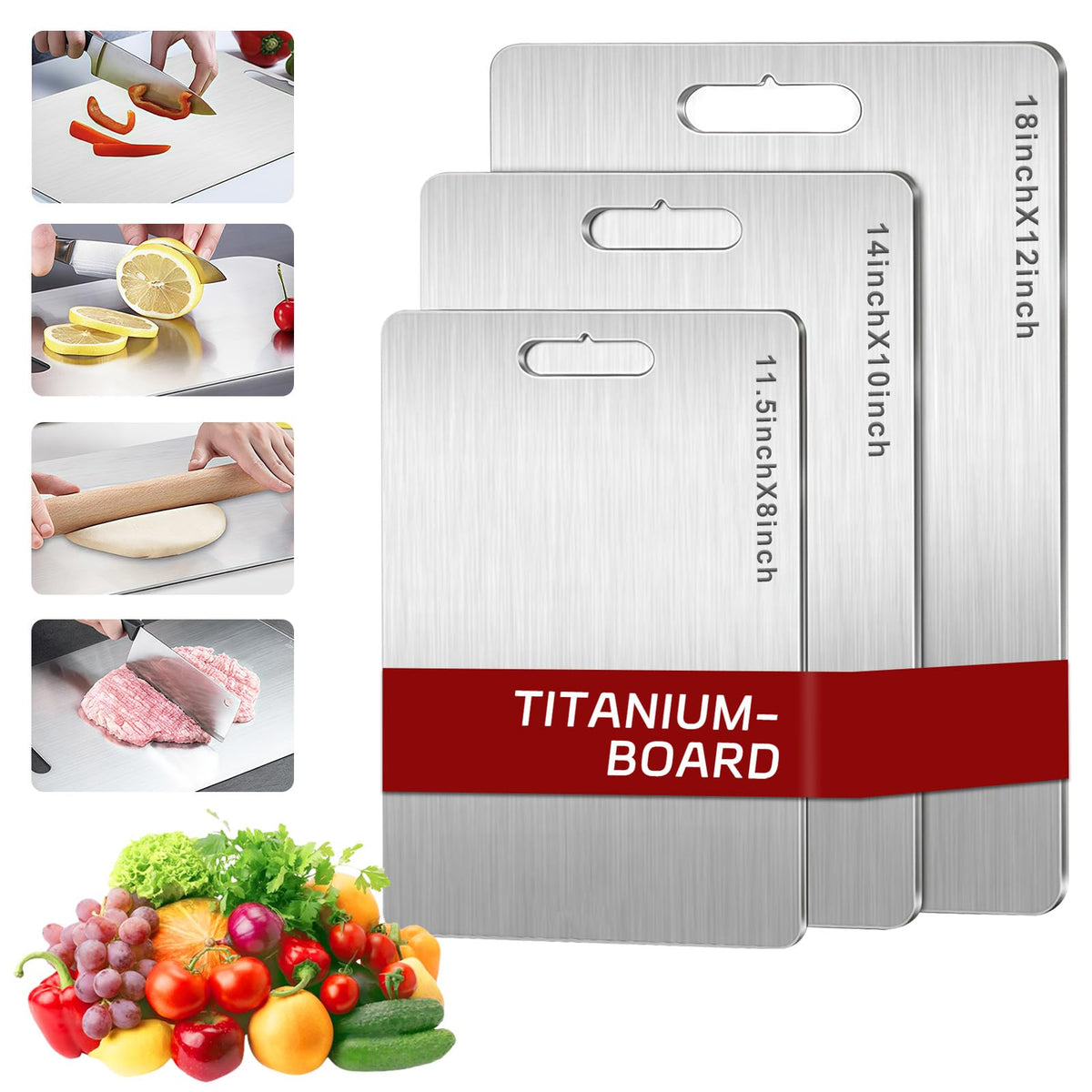 Conjunto FODDOM de tablas titanio, vista frontal para cocina ordenada y preparada.