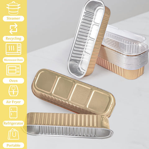 Moldes rectangulares de aluminio alimentario Fodofodo aptos para hornear sin bandeja.