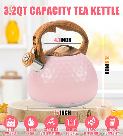 Foedo hervidor rosa desde lateral, diseño compacto para cocina