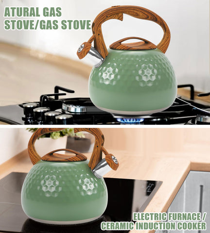 Foedo tetera con mango de madera ergonómico facilita sostener y verter con precisión.