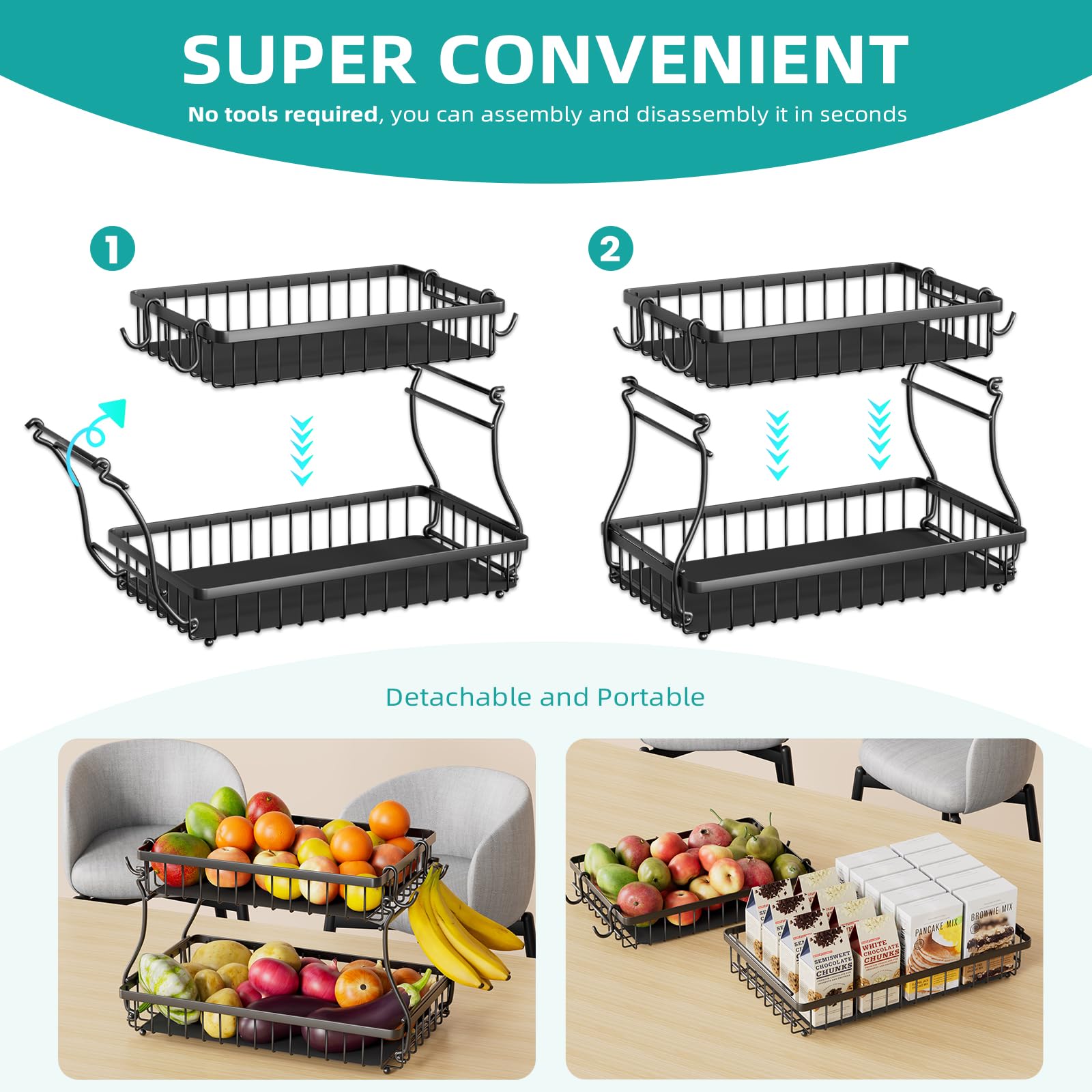 Foensc almacenamiento versátil para frutas, verduras, pan y snacks.