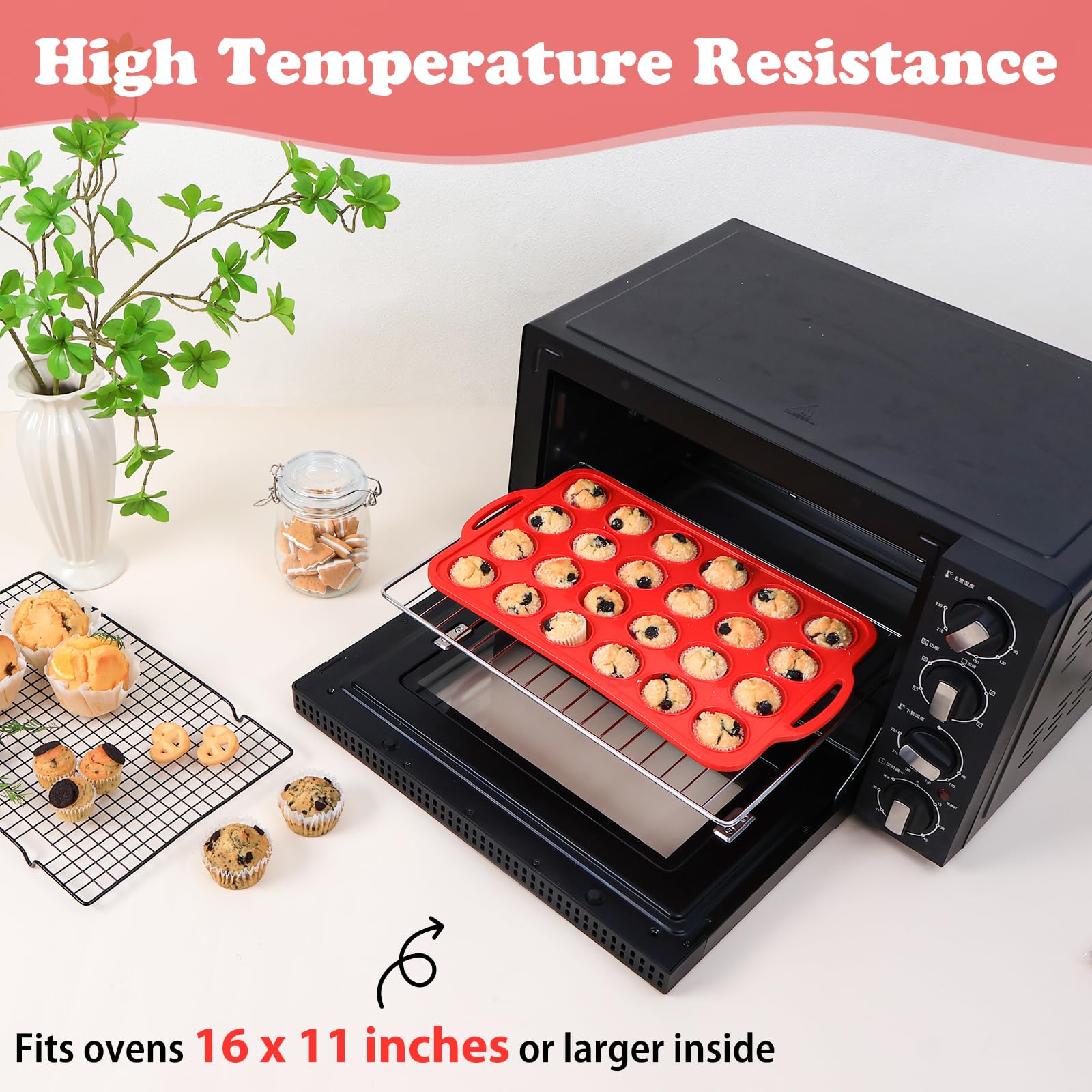 Foepoge molde 24-cupos en uso, ideal para desayunos