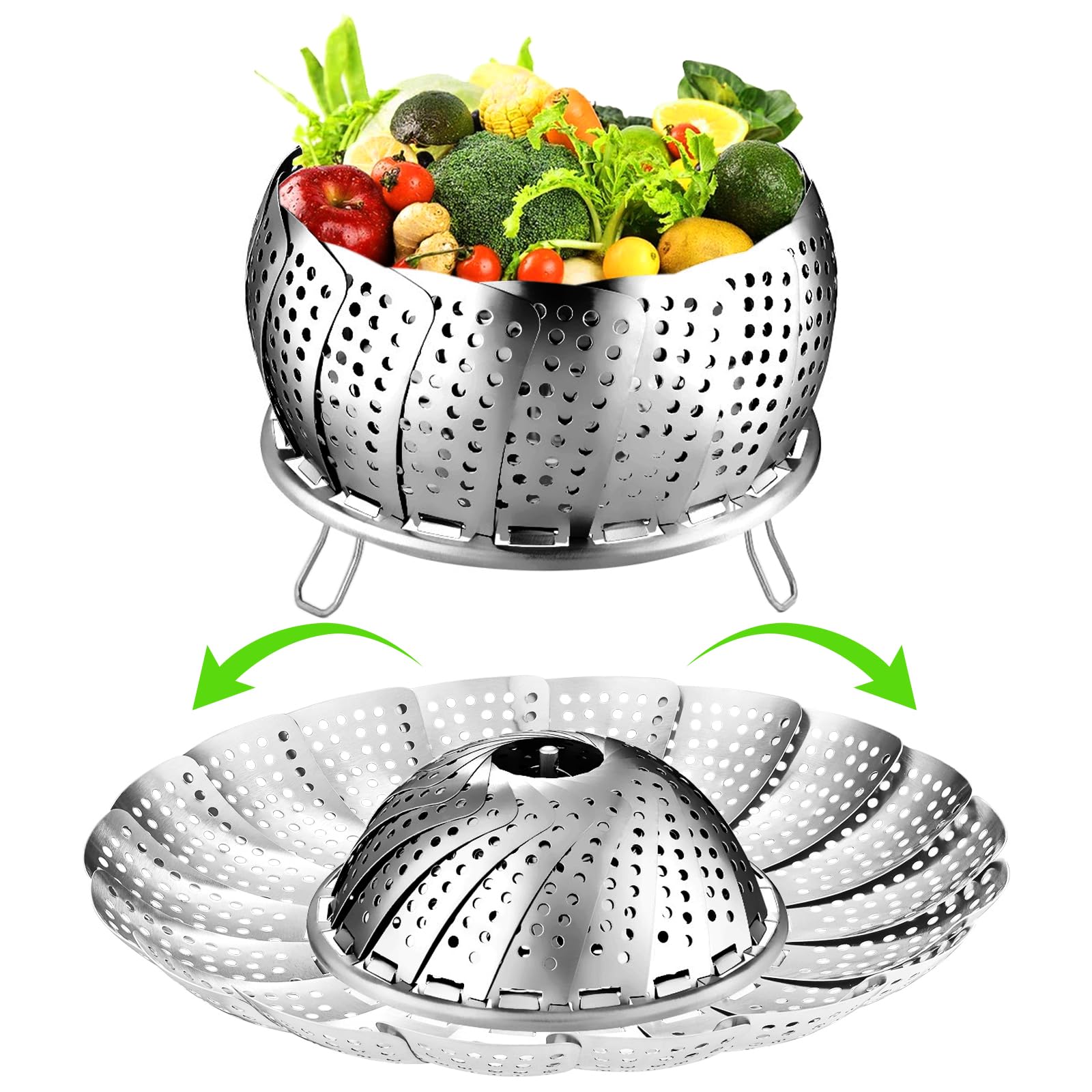 FOFAYU cesta vapor verduras 6-11 pulgadas, adaptable a ollas distintas para cocción saludable