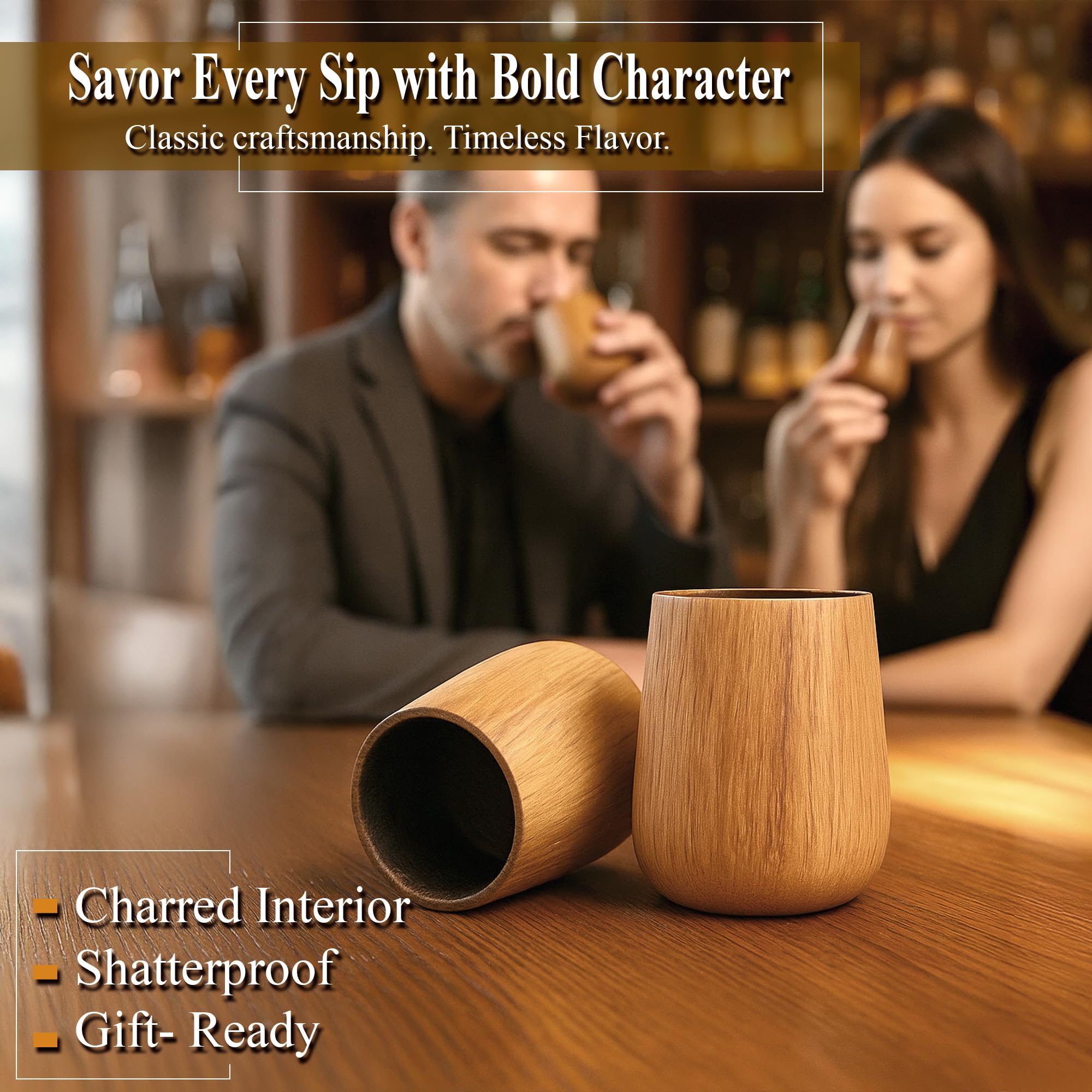 Vaso Foghat Cocktail Smoker para bourbon con madera carbonizada