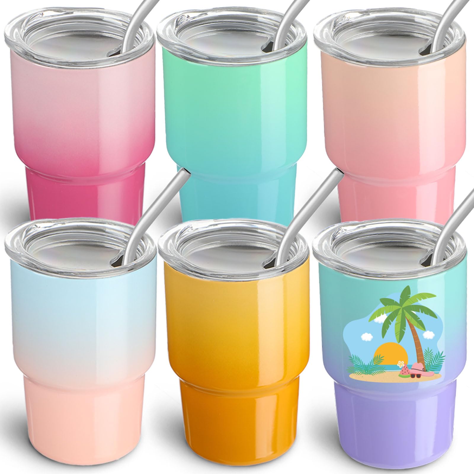 FOGWOWO vasos mini gradiente con tapa para brindis con estilo
