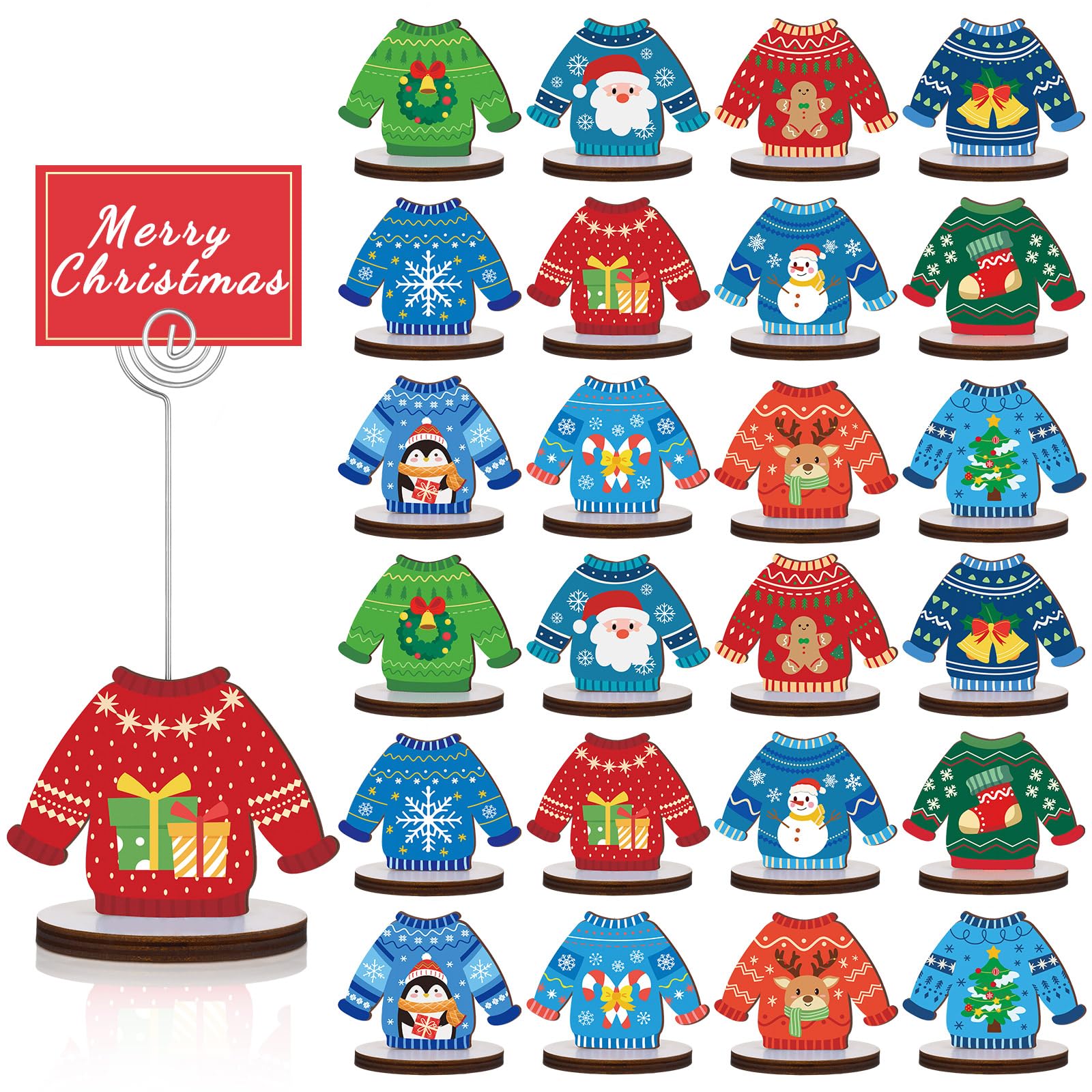 FOGWOWO portatarjetas sudadera navidad, ideal para nombres y menús en la mesa.