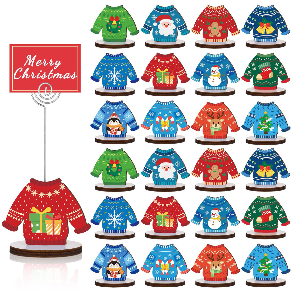 FOGWOWO portatarjetas sudadera navidad, ideal para nombres y menús en la mesa.