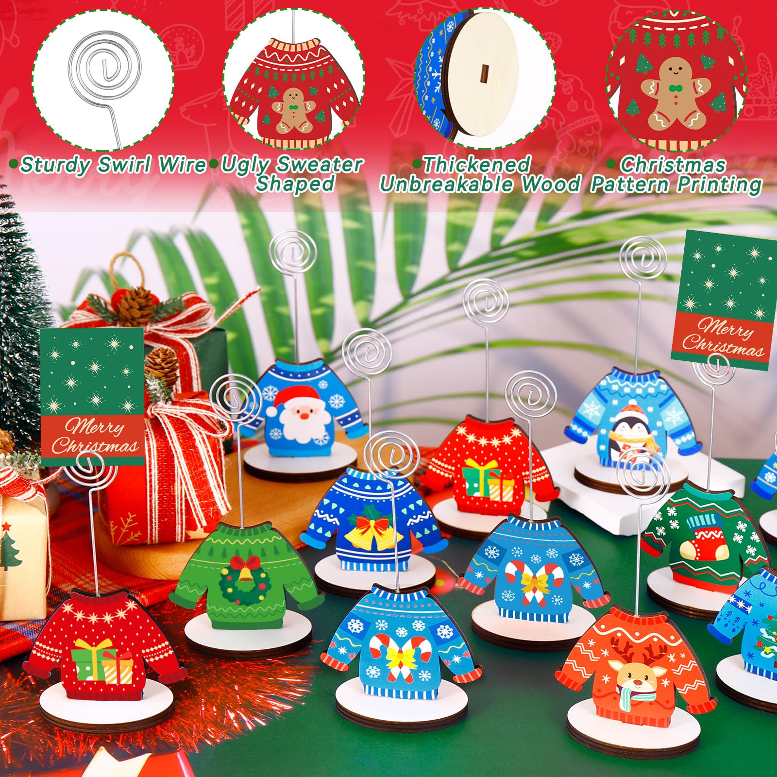 FOGWOWO portatarjetas sudadera navidad, perfecto para etiquetas festivas y fotos.