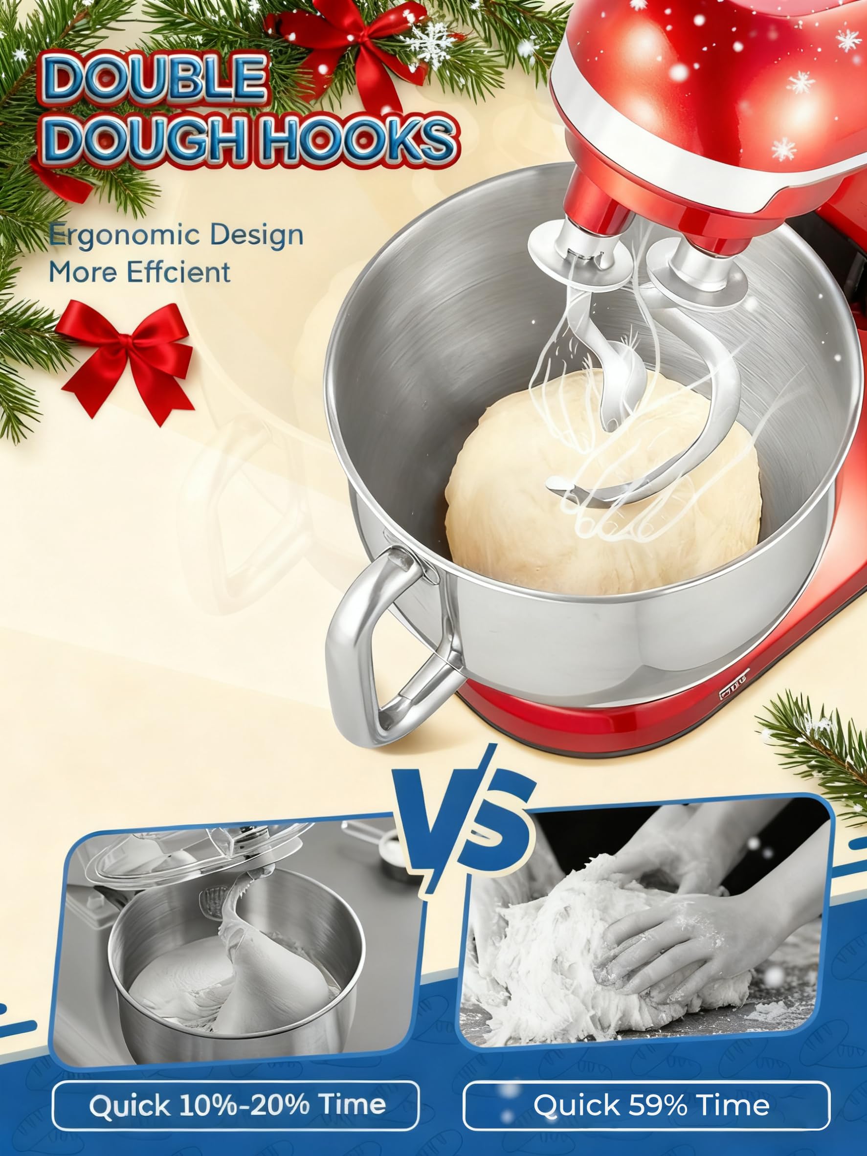 FOHERE Batidora de pie con varillas inox para batidos suaves y consistentes