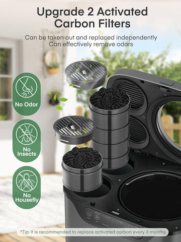 FOHERE composter eléctrico; auto limpieza ahorra tiempo y esfuerzo.