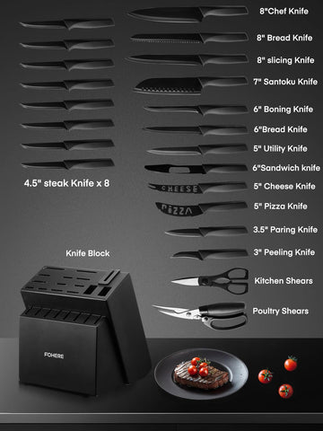 FOHERE cuchillo chef para uso diario con filo estable y cómodo.