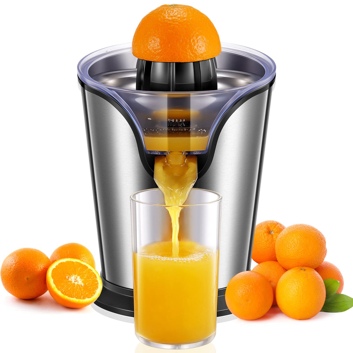 FOHERE Exprimidor cítricos con conos intercambiables para jugo fresco al momento.