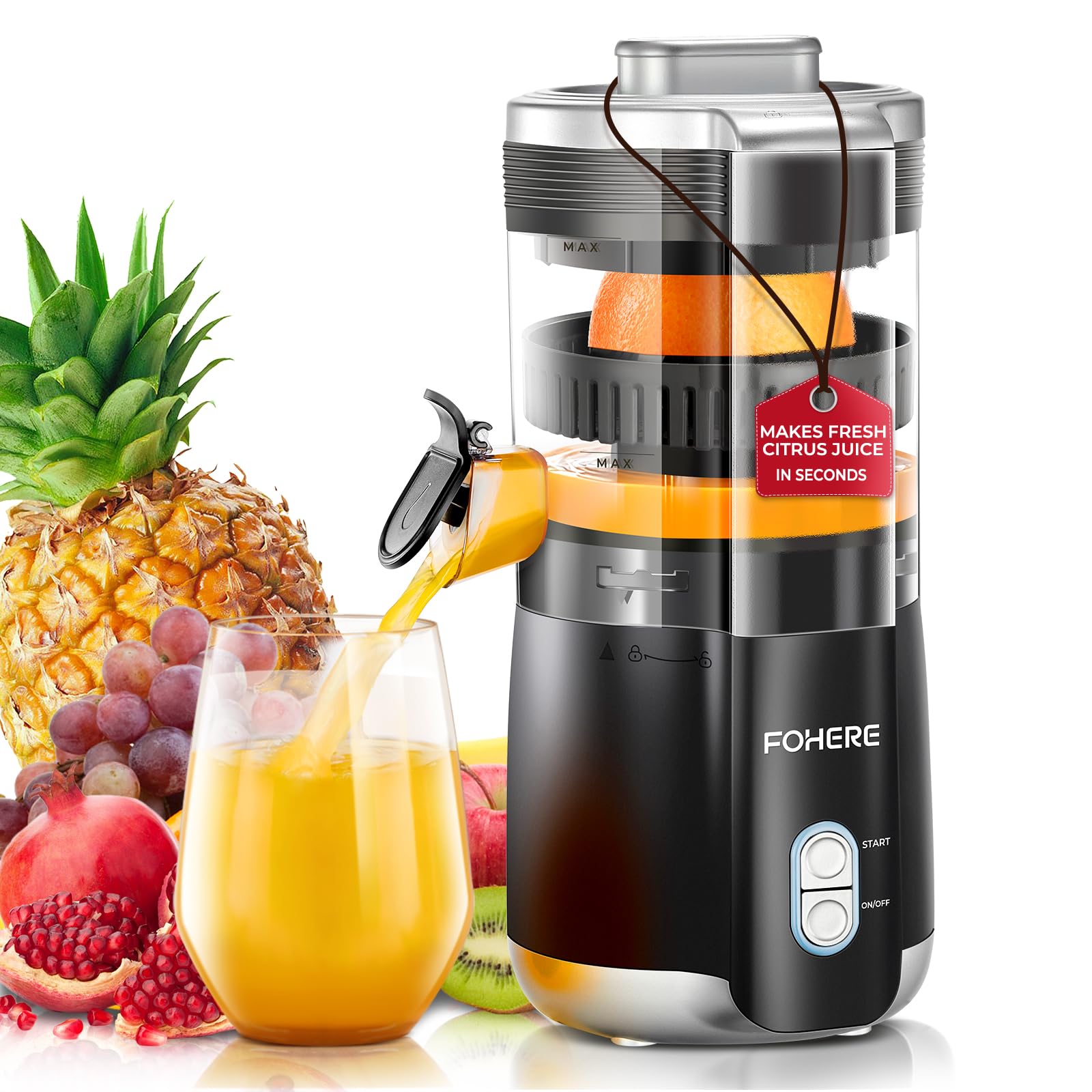 FOHERE exprimidor cítricos con dos conos intercambiables para jugo rápido