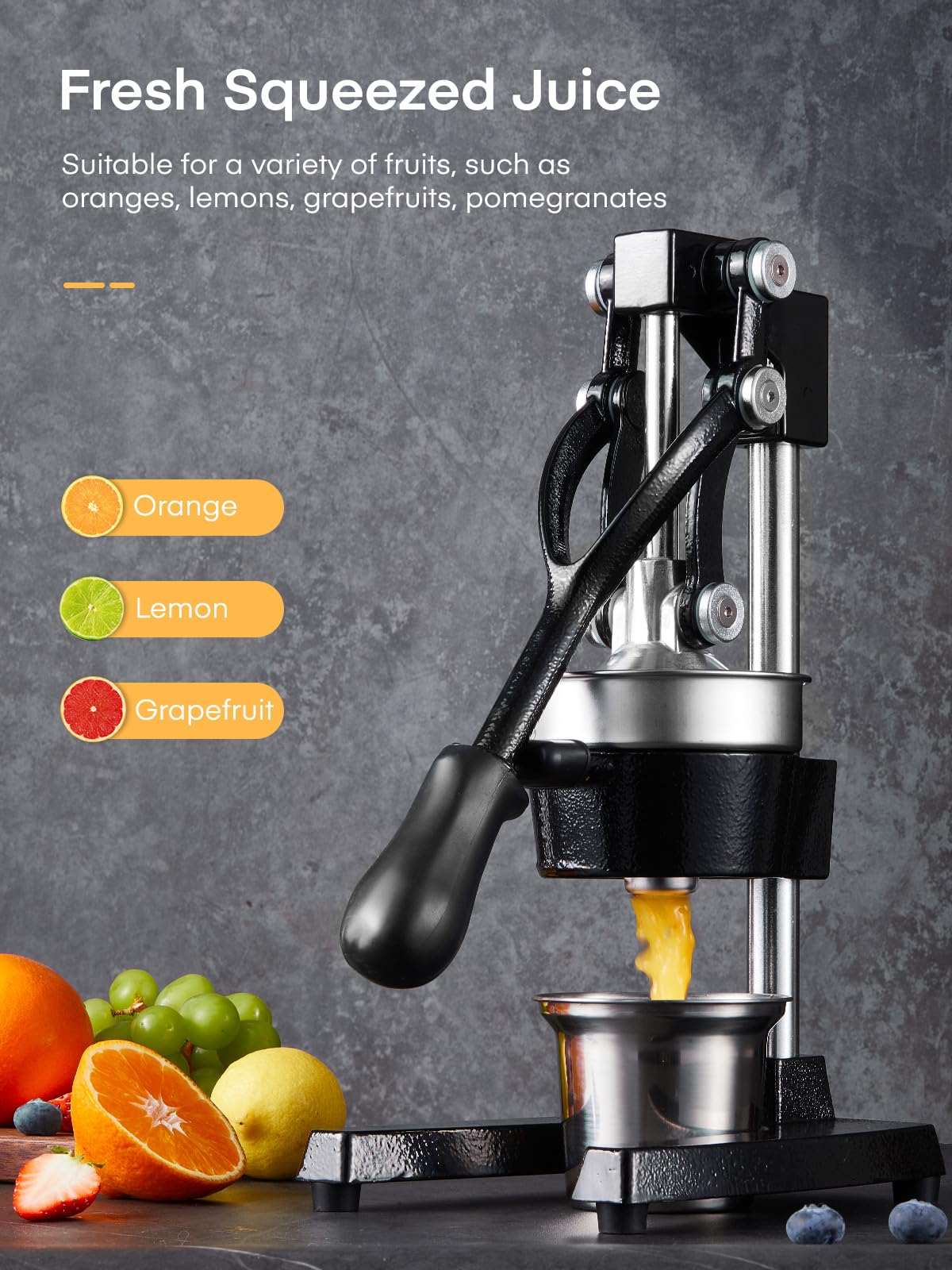 FOHERE Exprimidor cítrico manual con hierro forjado y mango cómodo