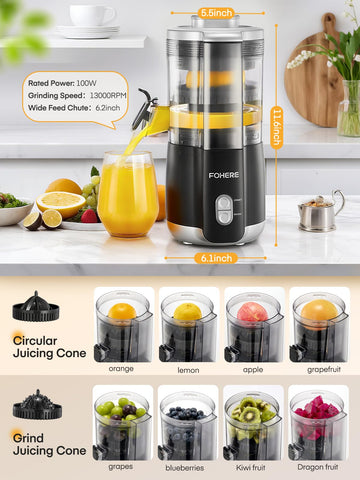 FOHERE exprimidor cítricos con vertido anti-goteo para taza limpia