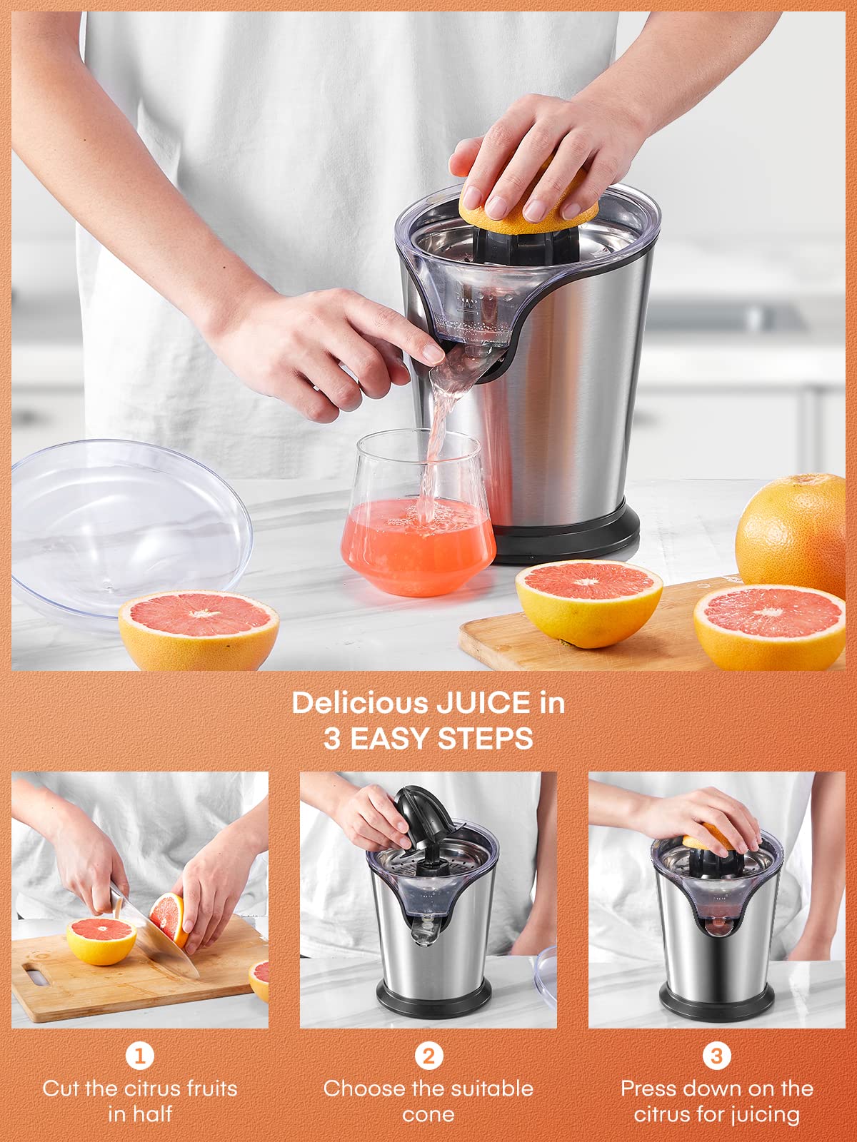 FOHERE Recipiente transparente permite ver la cantidad de jugo recolectado.