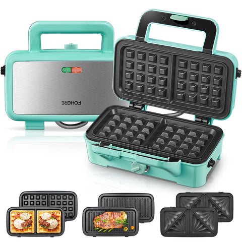 FOHERE gofrera 3 en 1, vista frontal para desayunos rápidos y prácticos