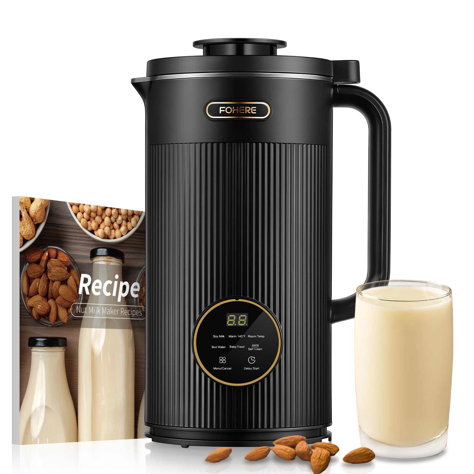 FOHERE Hacedor leche nuez 800W: mezcla eficiente de frutos secos