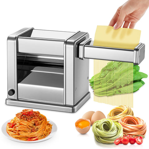 FOHERE Maquina de pasta eléctrica, ajuste de espesor visible para diversas recetas.
