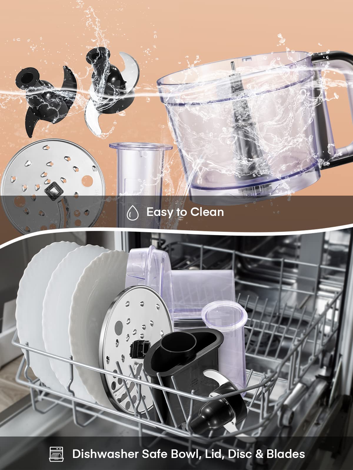 FOHERE accesorios multifuncionales permiten rallar, cortar y mezclar.