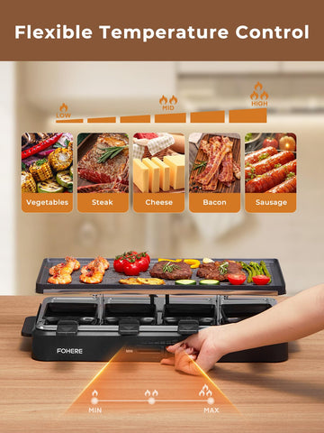 FOHERE Raclette bandejas derretir queso para servir a ocho personas