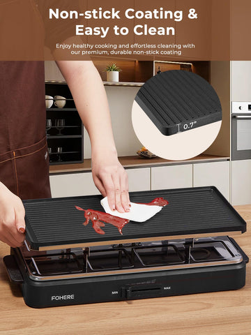 FOHERE Raclette control de temperatura para resultados consistentes