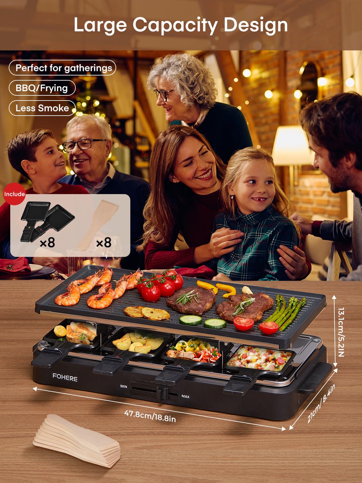 FOHERE Raclette uso en mesa para reuniones y familia